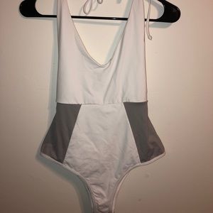 L*space white color block fireside one piece.